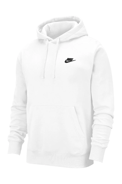 Shop Nike Club Drawstring Hoodie In White/black