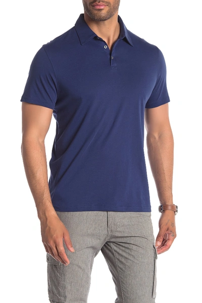 Shop Zachary Prell Knit Cotton Polo Shirt In Dark Blue