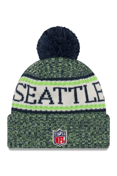 Shop New Era Nfl '18 Seattle Seahawks Sport Knit Beanie In Dk Blue