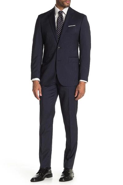 Shop Ted Baker Jarrow Blue Pinstripe Two Button Notch Lapel Wool Slim Fit Suit In Navy