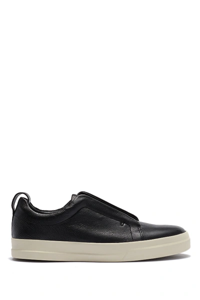 Shop Vince Conway Leather Slip-on Sneaker In Black