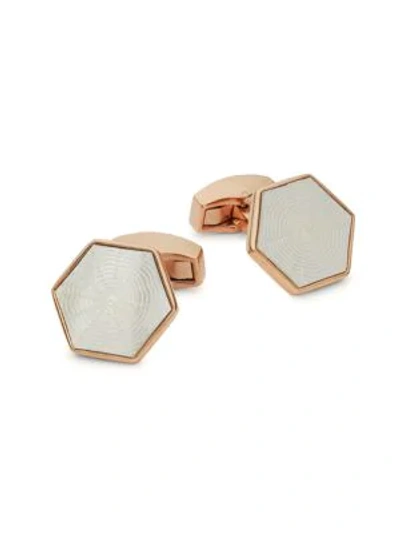 Shop Tateossian Rose Goldtone & Mother-of-pearl Cufflinks In Pink