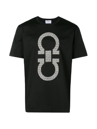 Shop Ferragamo Gancini Cotton T-shirt In Black