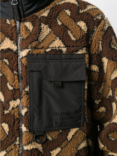 Shop Burberry Print Winter Jacket In Brown