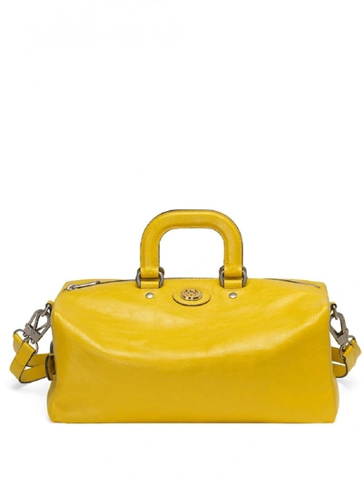Shop Gucci Leather Tote Bag In Yellow