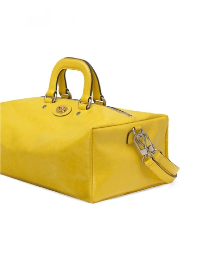 Shop Gucci Leather Tote Bag In Yellow