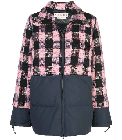 Shop Marni Checked Quilted Jacket In Multicolor