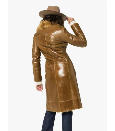 Shop Chloé Double-breasted Leather Coat In Brown