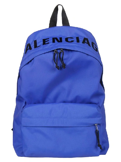 Shop Balenciaga Top Logo Backpack In Electric Blue Black