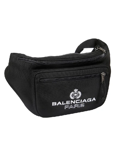 Shop Balenciaga Paris Logo Belt Bag In Black