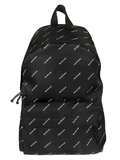 Shop Balenciaga Logo Motif Backpack In Black White