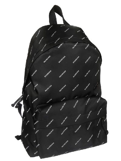 Shop Balenciaga Logo Motif Backpack In Black White