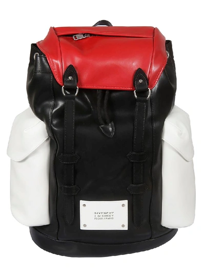 Shop Givenchy Logo Patch Side Pocket Backpack In Red/black/white