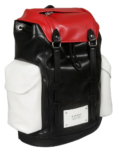 Shop Givenchy Logo Patch Side Pocket Backpack In Red/black/white