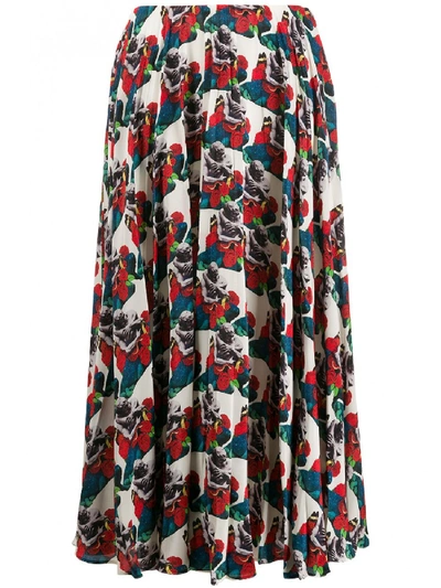 Shop Valentino Printed Silk Skirt