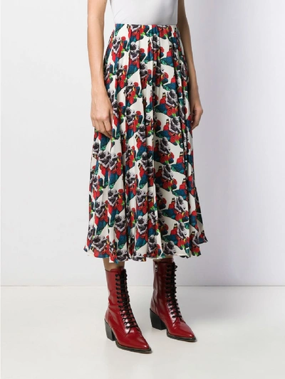 Shop Valentino Printed Silk Skirt