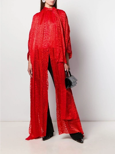 Shop Balenciaga Silk-blend Blouse In Red