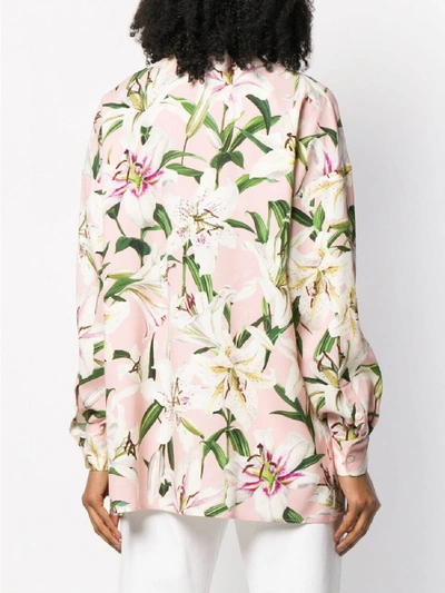 Shop Dolce & Gabbana Flower Print Silk Shirt In Pink