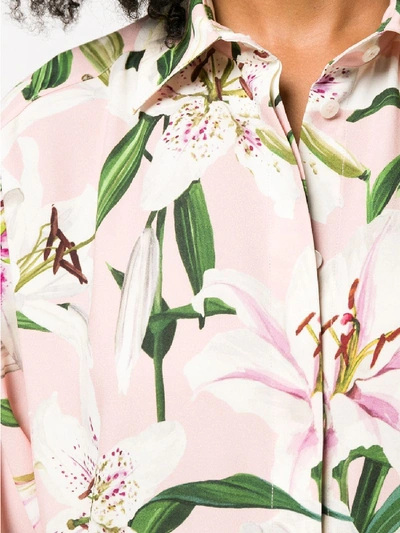 Shop Dolce & Gabbana Flower Print Silk Shirt In Pink