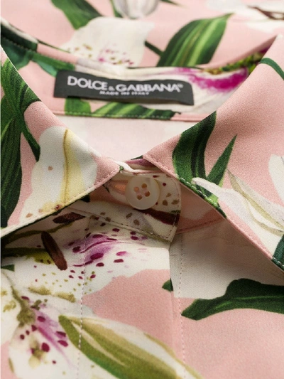 Shop Dolce & Gabbana Flower Print Silk Shirt In Pink