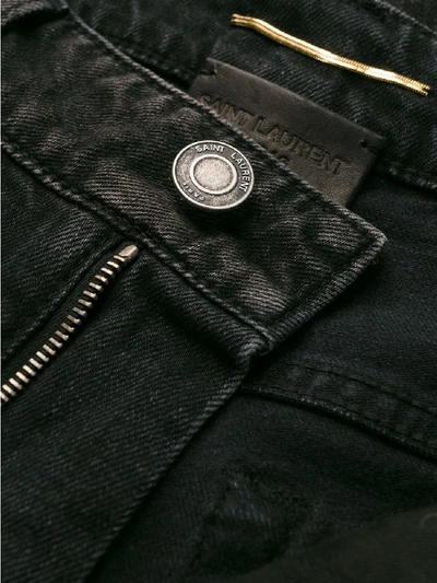 Shop Saint Laurent Cropped Cotton Jeans In Black