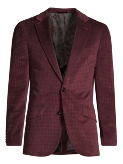 Shop Robert Graham Classic-fit Wilkes Illusion Houndstooth Single-breasted Jacket In Burgundy