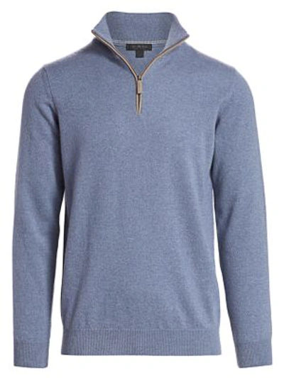 Shop Saks Fifth Avenue Men's Collection Quarter-zip Cashmere Sweater In Baby Blue