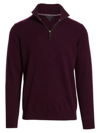 Shop Saks Fifth Avenue Men's Collection Quarter-zip Cashmere Sweater In Burgundy