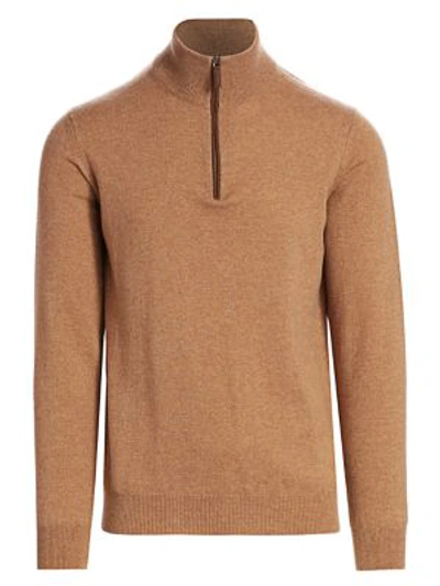 Shop Saks Fifth Avenue Collection Quarter-zip Cashmere Sweater In Camel