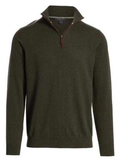 Shop Saks Fifth Avenue Collection Quarter-zip Cashmere Sweater In Forrest Green