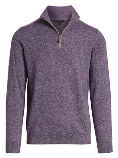 Shop Saks Fifth Avenue Collection Quarter-zip Cashmere Sweater In Light Purple