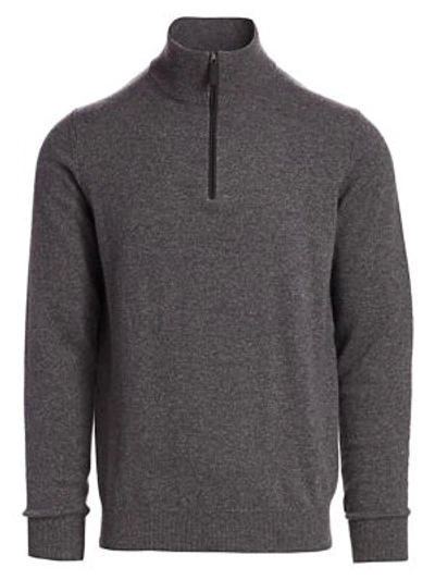 Shop Saks Fifth Avenue Collection Quarter-zip Cashmere Sweater In Medium Grey