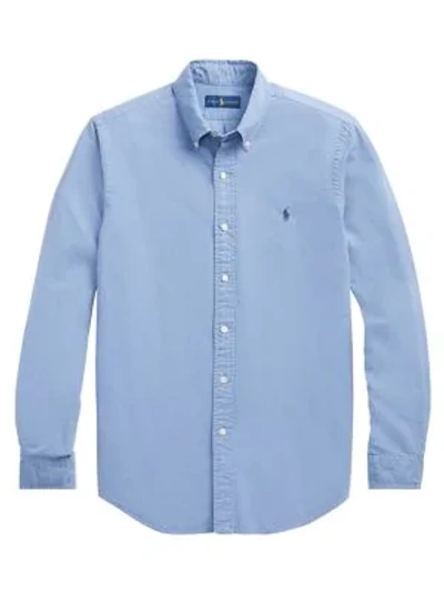 Shop Polo Ralph Lauren Oxford Cotton Shirt In Bastille Blue