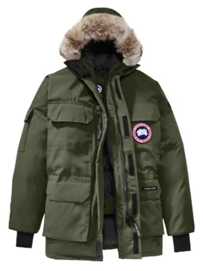 Shop Canada Goose Expedition Coyote Fur-trim Military Down Parka In Military Green