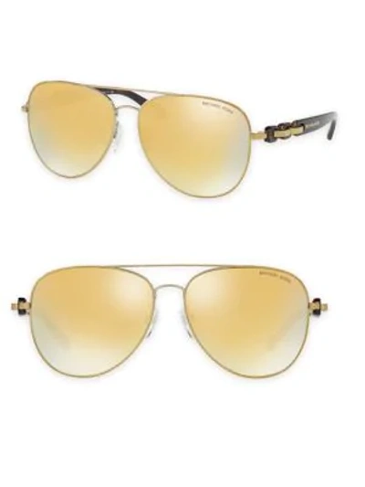 Shop Michael Kors Men's Pandora 58mm Mirrored Aviator Sunglasses In Gold