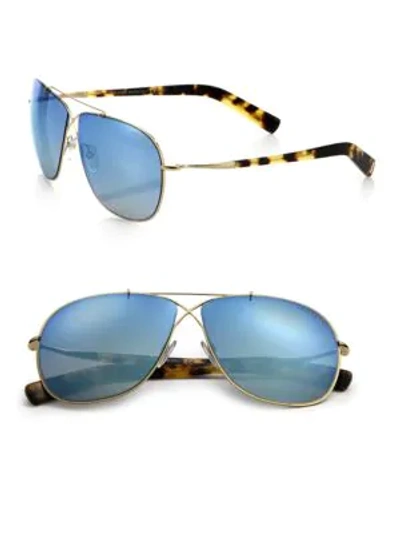 Shop Tom Ford Women's 61mm Aviator Sunglasses In Tortoise/blue