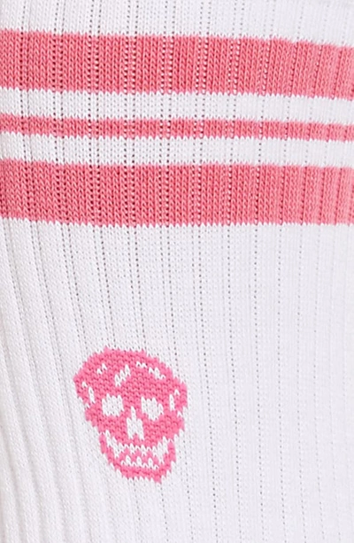 Shop Alexander Mcqueen Skull Stripe Socks In White/ Pink