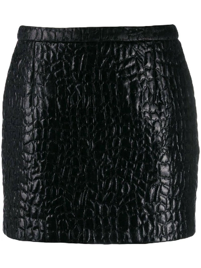 Shop Saint Laurent Crocodile-effect Mini Skirt In Black