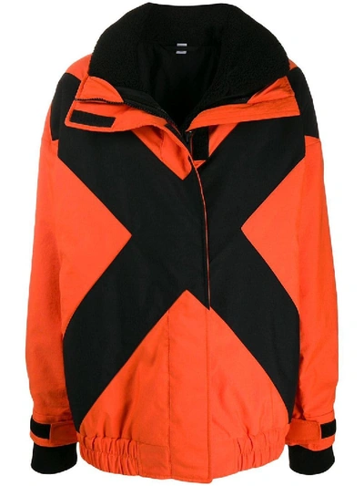 Shop Burberry Orange Contrast X Detail Jacket