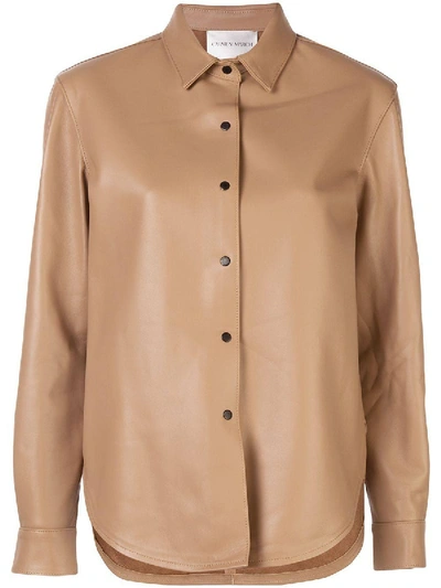 Shop Carmen March Beige Leather Shirt In Neutral