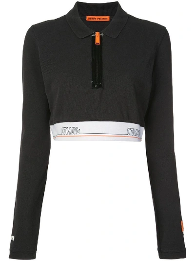 Shop Heron Preston Tape Cropped Polo Shirt In Black