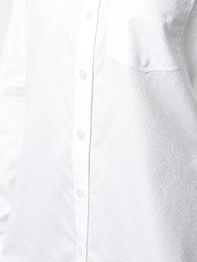 Shop Burberry White Monogram Jacquard Shirt