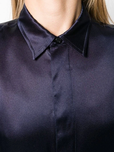 Shop Balenciaga Navy Silk Button Shirt