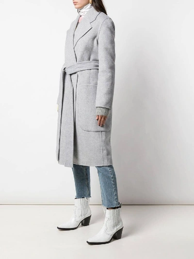 Shop Acne Studios Grey Mohair Belted Coat