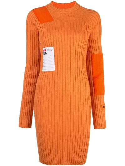 Shop Heron Preston Orange Patch Ribbed Dress