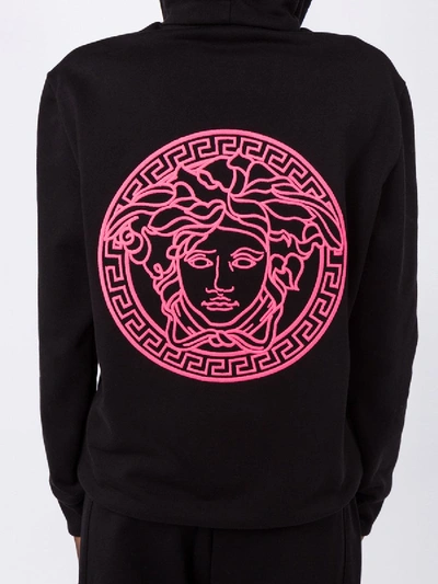 Shop Versace Logo Print Hoodie Black