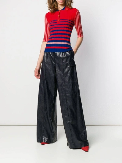 Shop Sonia Rykiel Striped Buttoned Polo Sweater In Multicolor