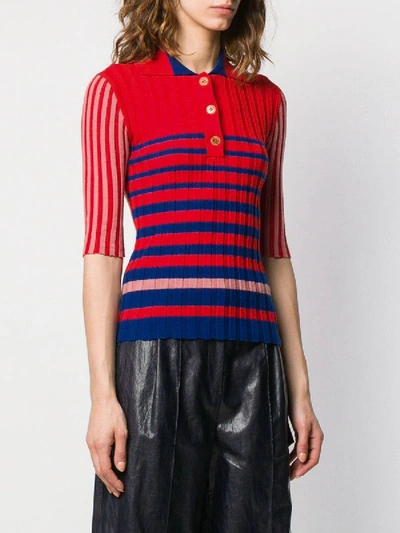 Shop Sonia Rykiel Striped Buttoned Polo Sweater In Multicolor