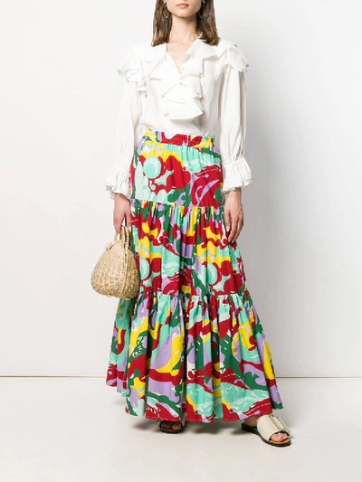 Shop La Doublej Multicolored Tiered Maxi Skirt