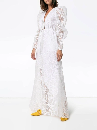 Shop Rosie Assoulin Victorian Embroidered Dress In White